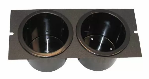 D&R CA-0107 dual cupholder for emergency vehicle consoles, black faceplate with two deep round wells