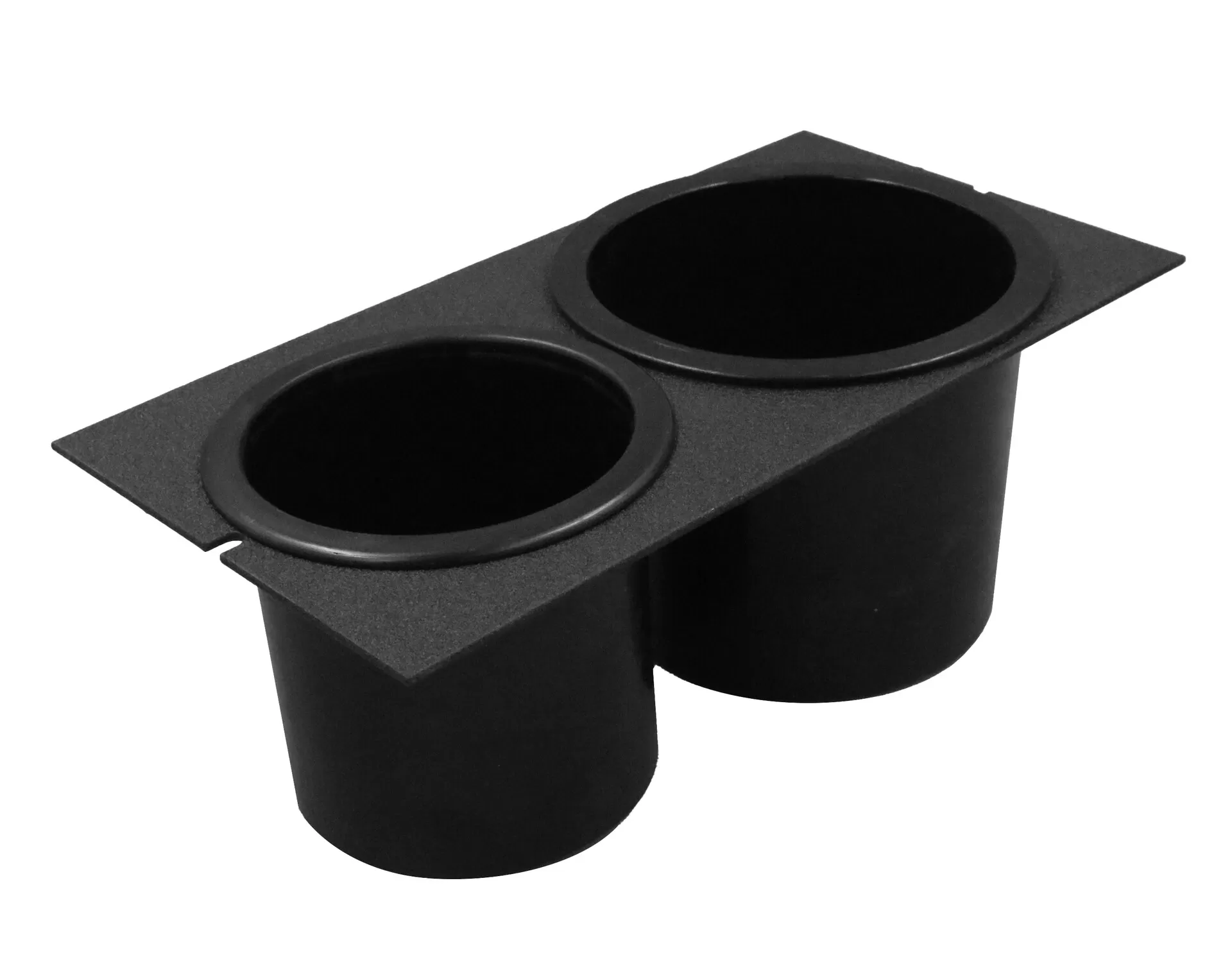 D&R CA-0107LS dual cupholder for consoles, one regular and one large well in a black drop-in plate