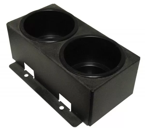 D&R CA-0117L dual cupholder with two deep wells and slotted mounting flange, black textured finish