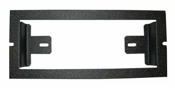 D&R console faceplate in a black textured finish with a rectangular radio cut-out and two slotted mounting brackets