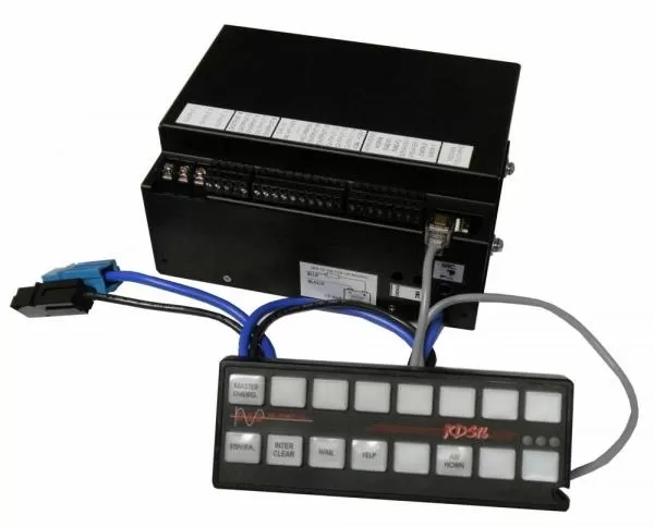 D&R RDS16S light and siren control system, 16-button illuminated touchpad wired to its relay module