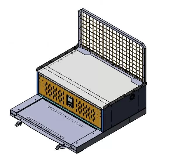 D&R 934-0566A electronics mounting tray for the Ford Utility Interceptor with cargo partition fitted