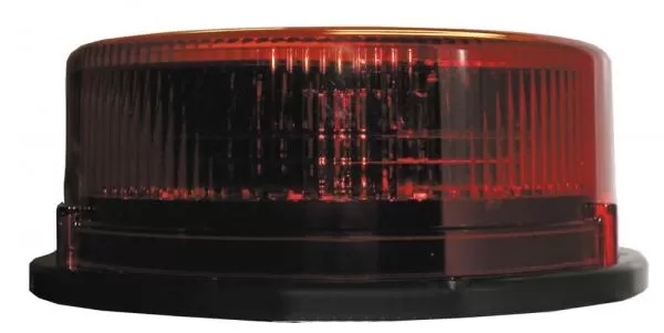 D&R BCN24 LED beacon with a red fluted polycarbonate lens on a low-profile black base