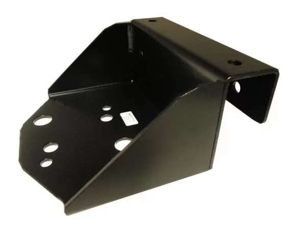 D&R 935-0067A single pushbar inverted speaker bracket in black powder-coated steel with slotted bolt holes
