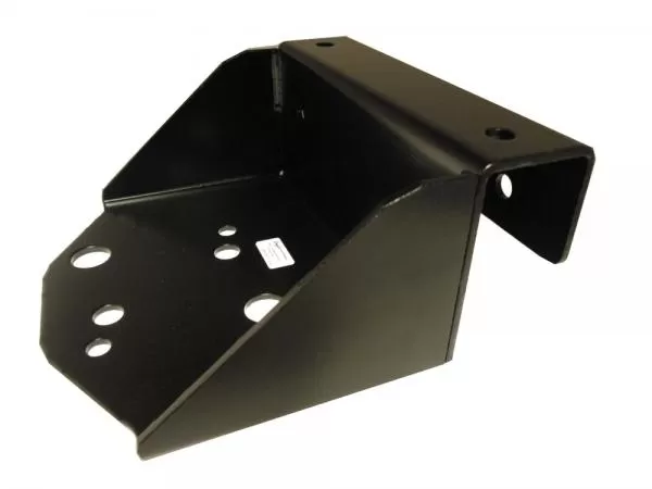 D&R 935-0067A single pushbar inverted speaker bracket in black powder-coated steel with slotted bolt holes