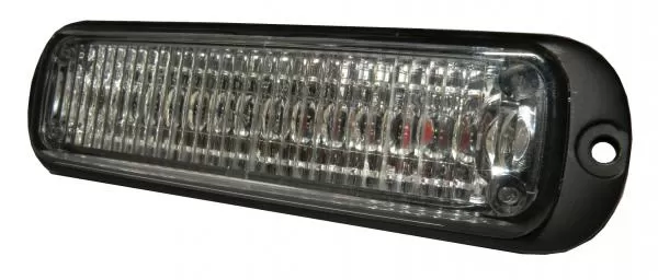Surface mount module on a plain background, black housing with a screw flange at each end