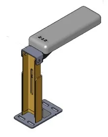 D&R 904-0159B adjustable armrest rendered on its slotted upright column with a bolt-down floor plate