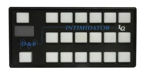 D&R F5M-IQTP control system faceplate with 20 backlit push buttons, OLED display window and Intimidator IQ label