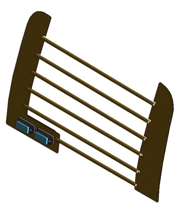 D&R 937-0342A window bars for the Ford F150, six horizontal bars with two LED modules on the bracket