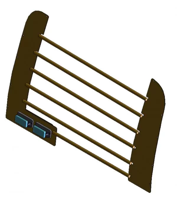 D&R 937-0342A window bars for the Ford F150, six horizontal bars with two LED modules on the bracket