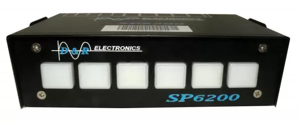 Straight-on view of the six blank switch caps, ready for individual interchangeable labels