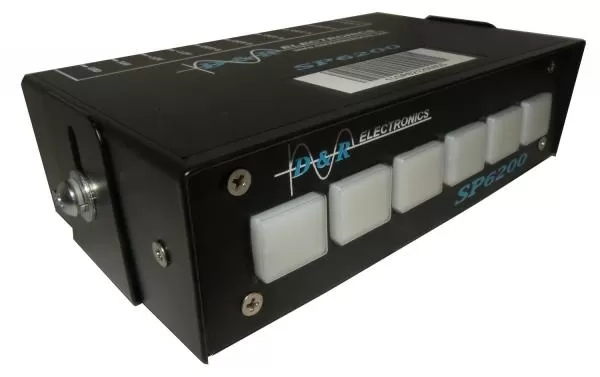 D&R SP6200 switch pack with six backlit white push-button switches in a black metal case