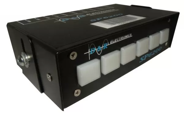 D&R SP6200 switch pack with six backlit white push-button switches in a black metal case