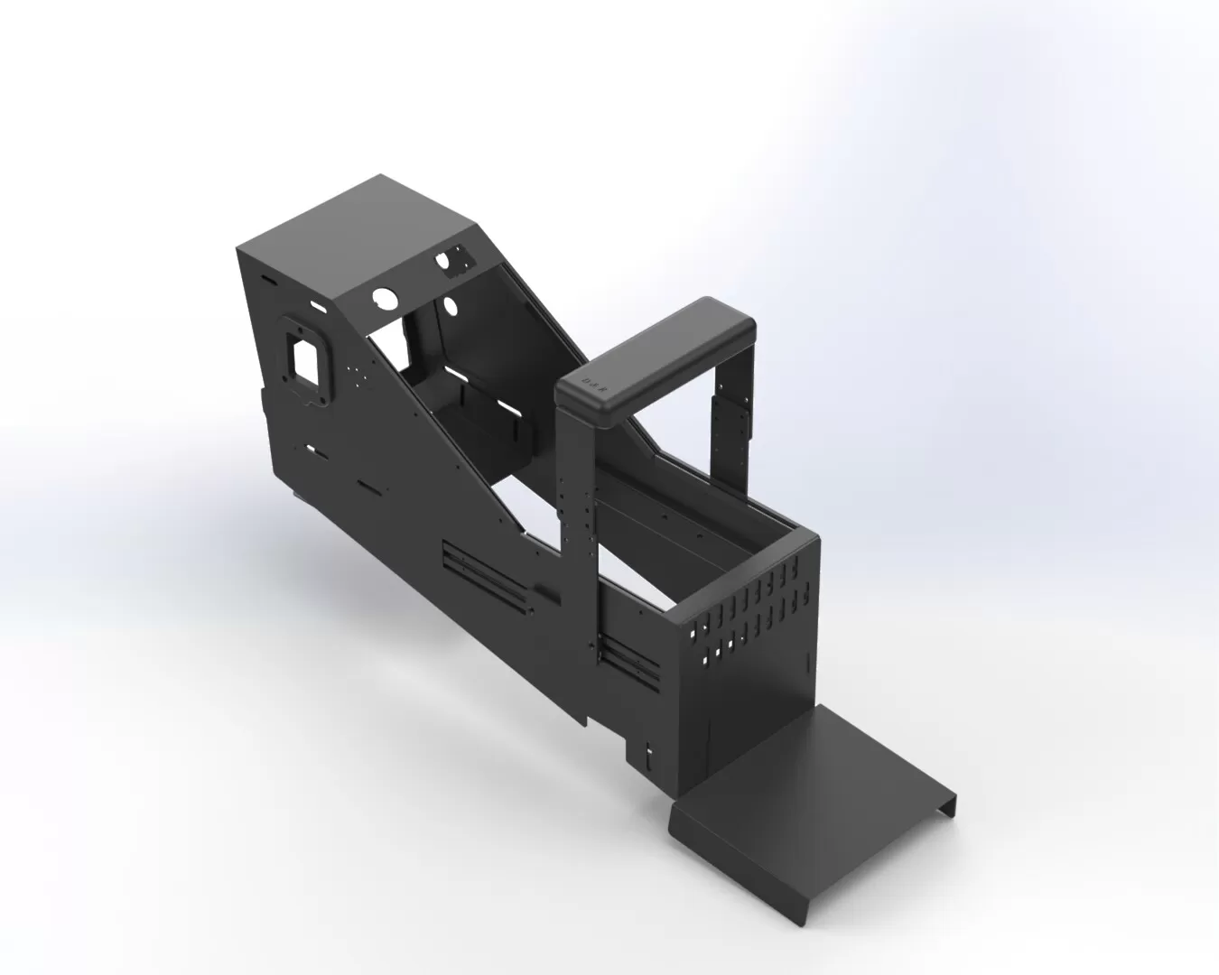 D&R 901-0164A console for the Ford Interceptor Utility in black with sliding armrest and rear floor tray