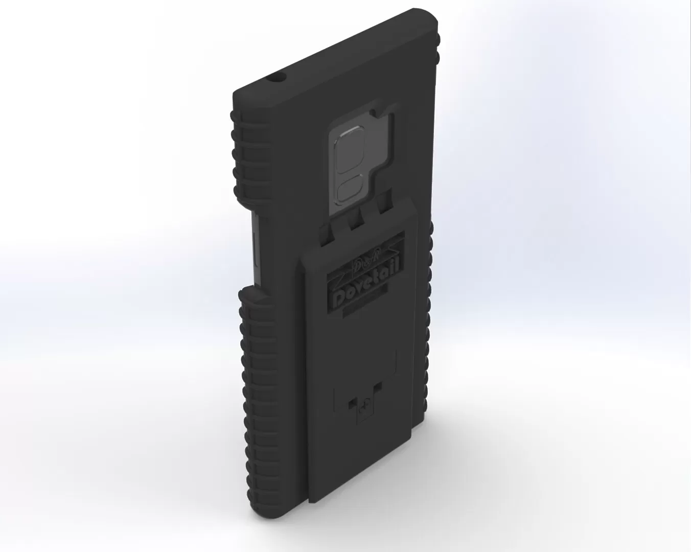 Galaxy S9 fitted in the case, camera module visible through the rear cutout at a three-quarter angle