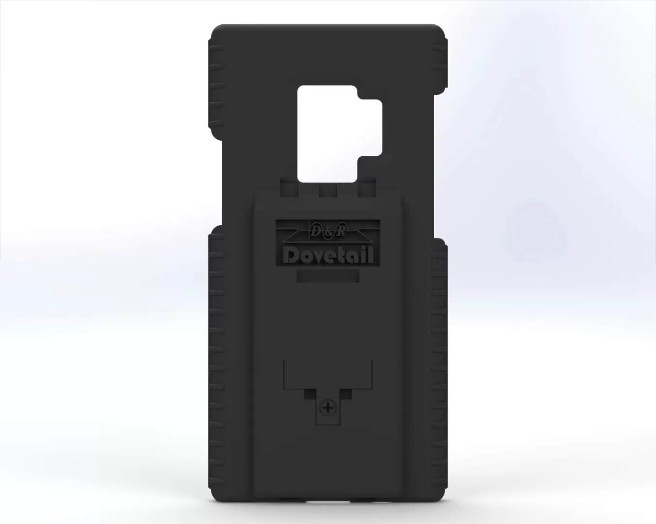 D&R Dovetail phone case for the Samsung Galaxy S9, back view with the moulded dock plate and camera cutout