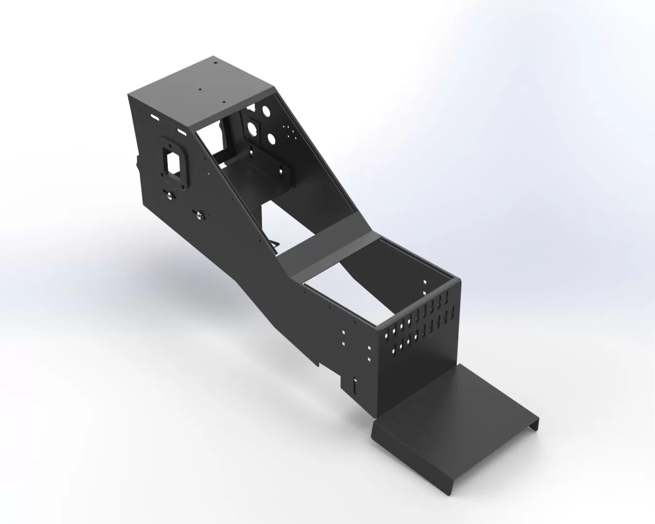 D&R 901-0166A police console for the Ford Interceptor Utility with inclined faceplate rail in midnight black