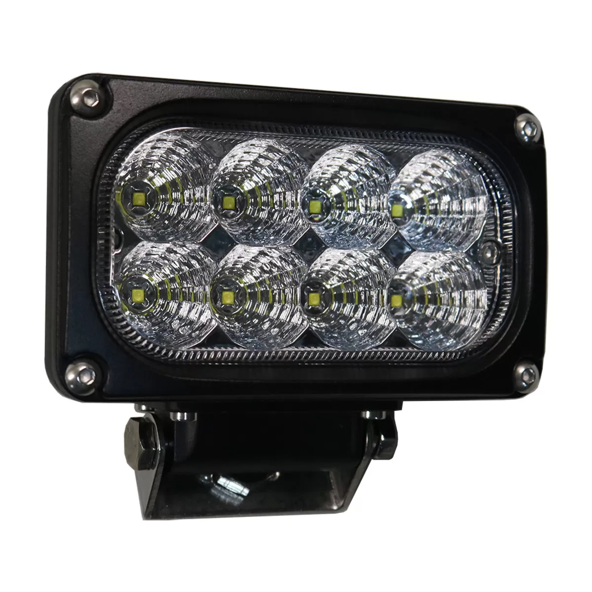 D&R SM6081-040-003 40W LED flood light with eight Cree LEDs behind a clear lens on a U-bracket