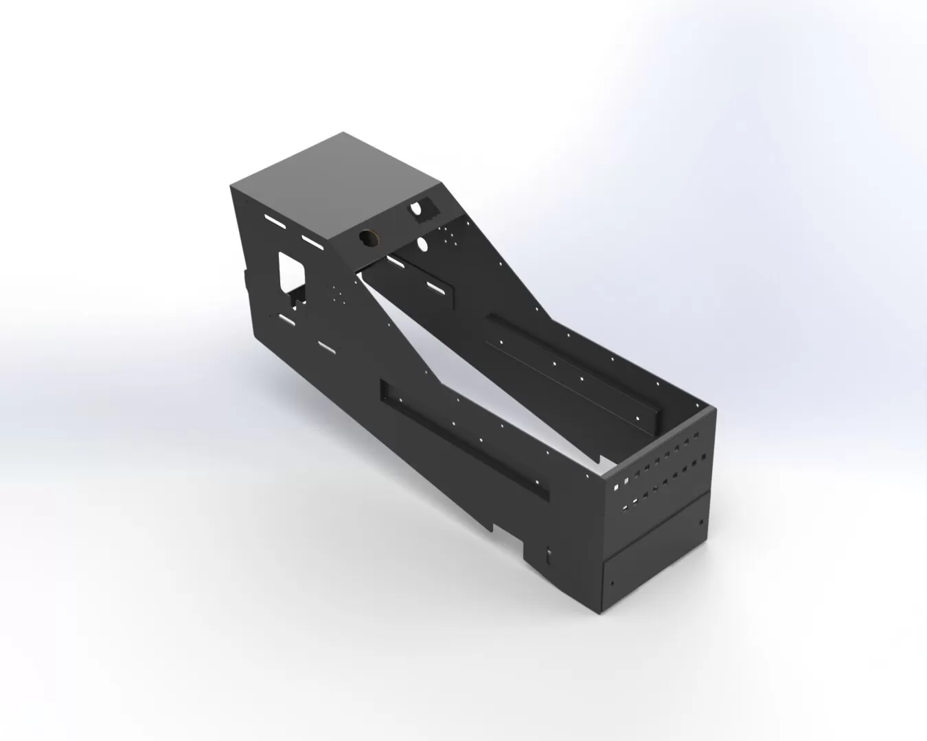 D&R 901-0169A emergency vehicle console for the Ford Interceptor Utility, inclined rail and open bay