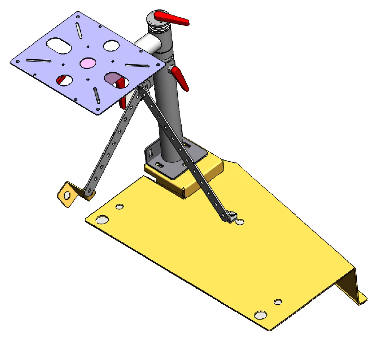 D&R 906-0976A passenger floor mount for the 2020 Silverado, LT6600 pedestal on a yellow floor plate