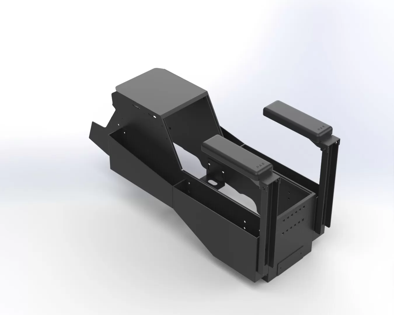 D&R 901-0175A emergency vehicle console for the Ford F-150 with driver and passenger side armrests