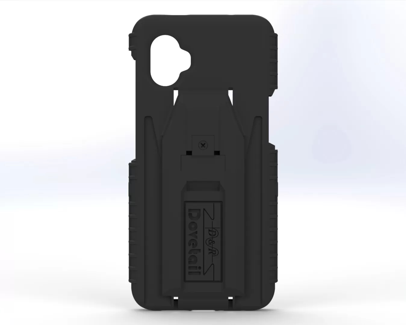 D&R Dovetail phone case for the Galaxy XCover6 Pro, rear view with molded docking cleat
