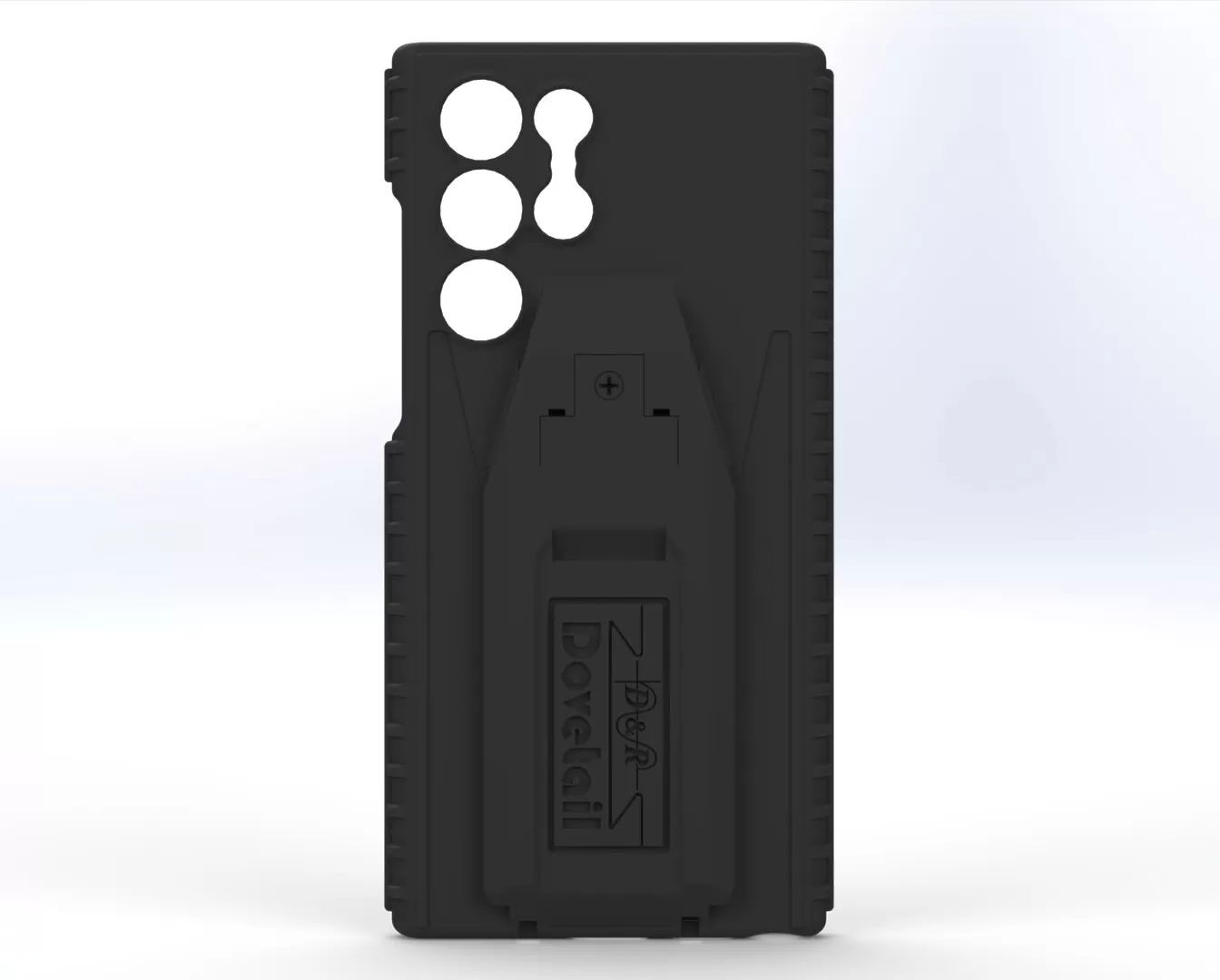 D&R Dovetail phone case for the Galaxy S22 Ultra, rear view with embossed docking plate