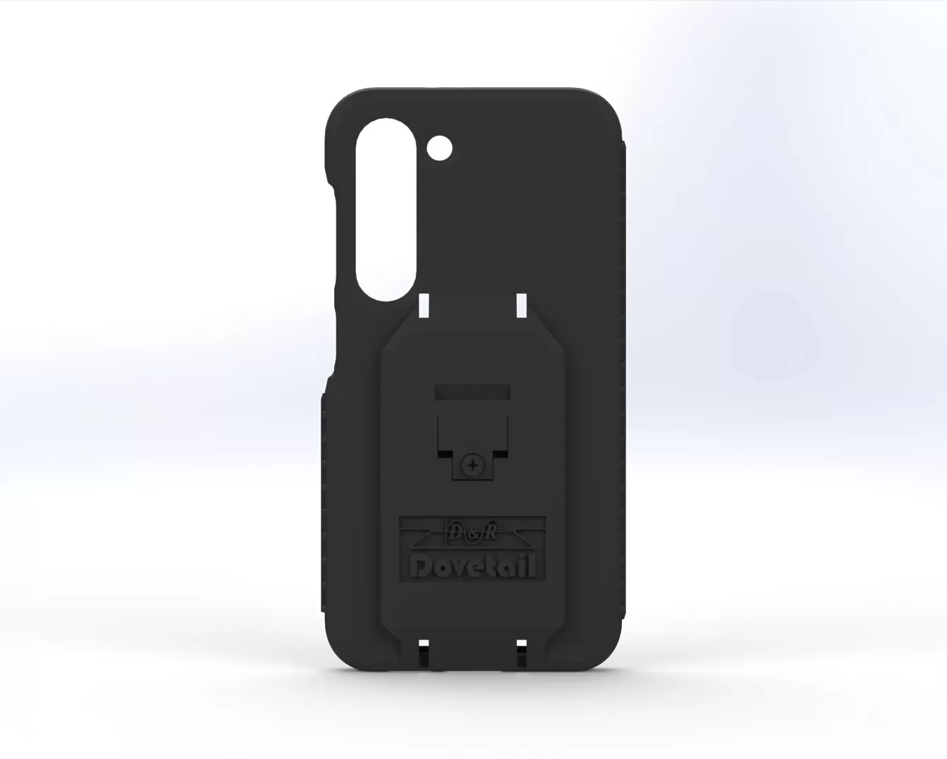 D&R Dovetail phone case for the Galaxy S23 with the docking plate molded into the back