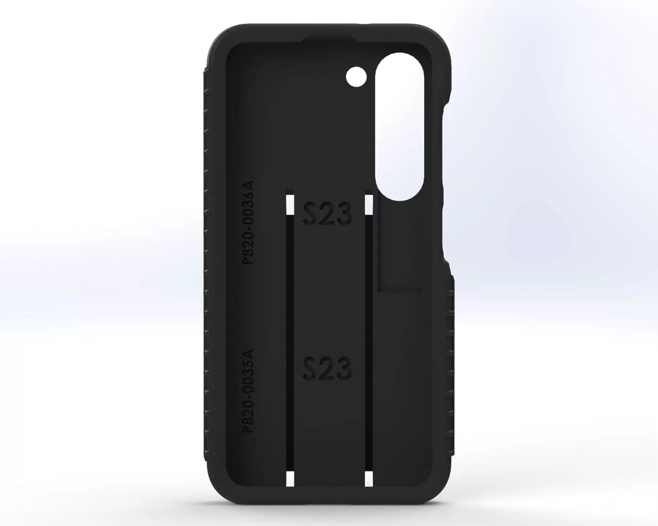 Inside of the case with part numbers P820-0035A and P820-0036A molded beside the S23 markings