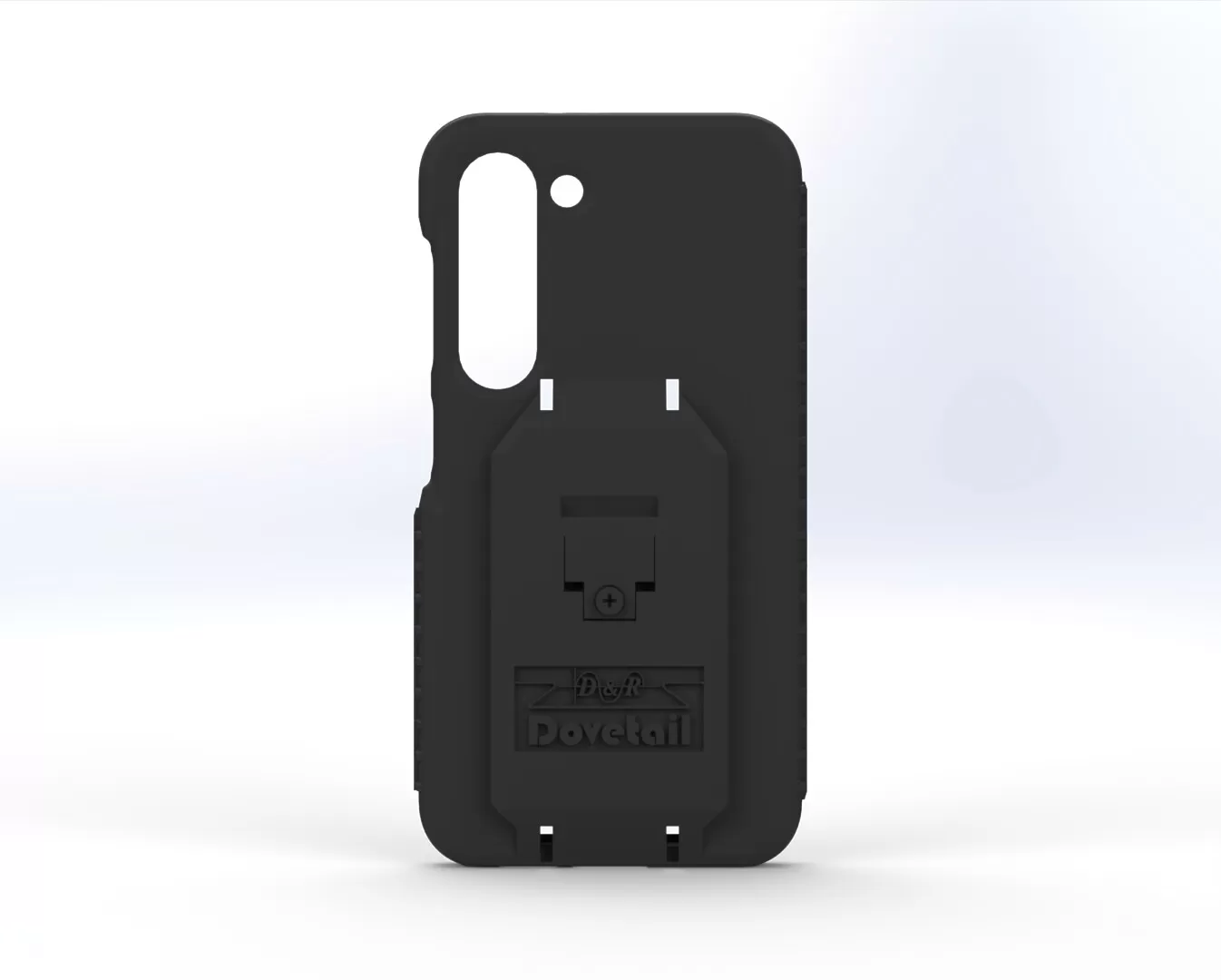 D&R Dovetail phone case for the Galaxy S23 with the docking plate molded into the back