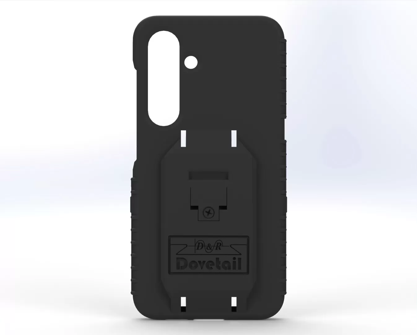 D&R Dovetail phone case for the Galaxy S24, flat rear view of the molded docking plate