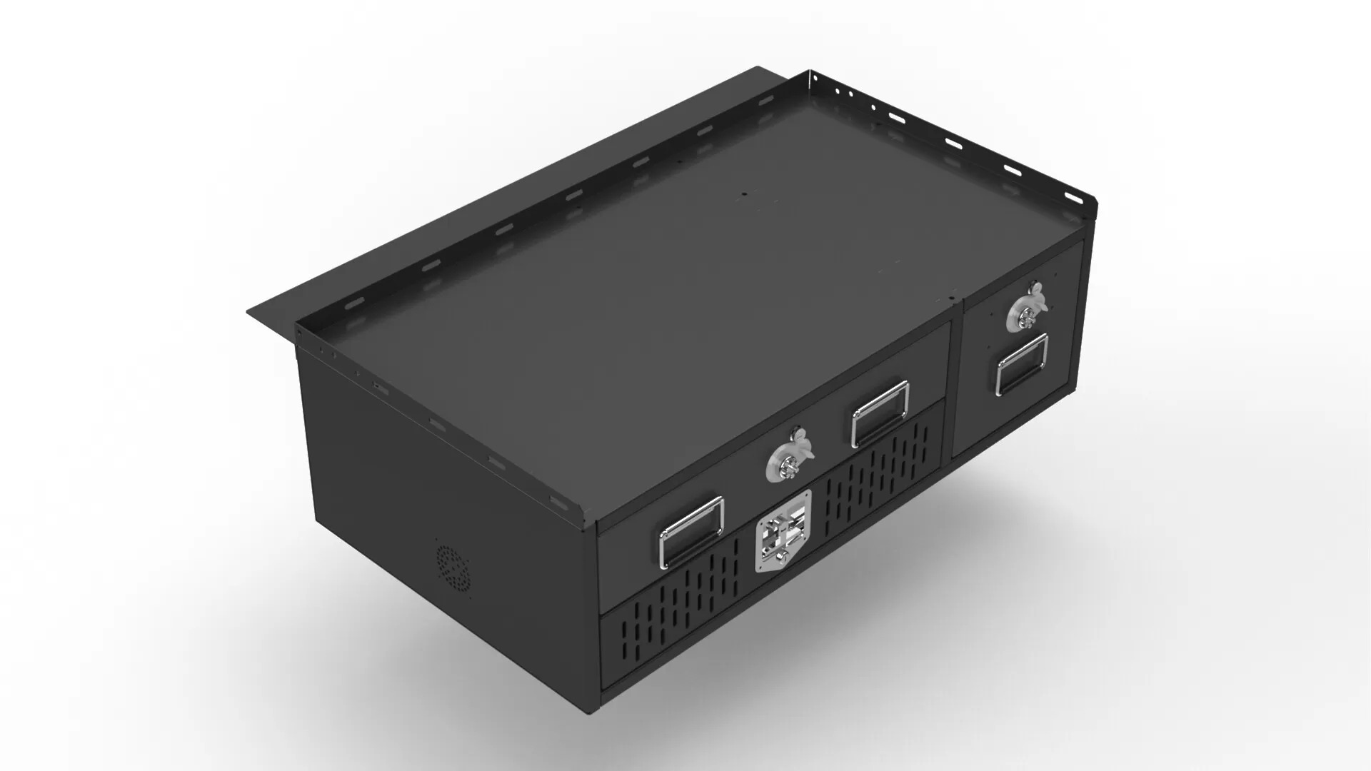 D&R 934-1026A vehicle storage cabinet for the Chevy Tahoe with Simplex-locked drawers and vented front