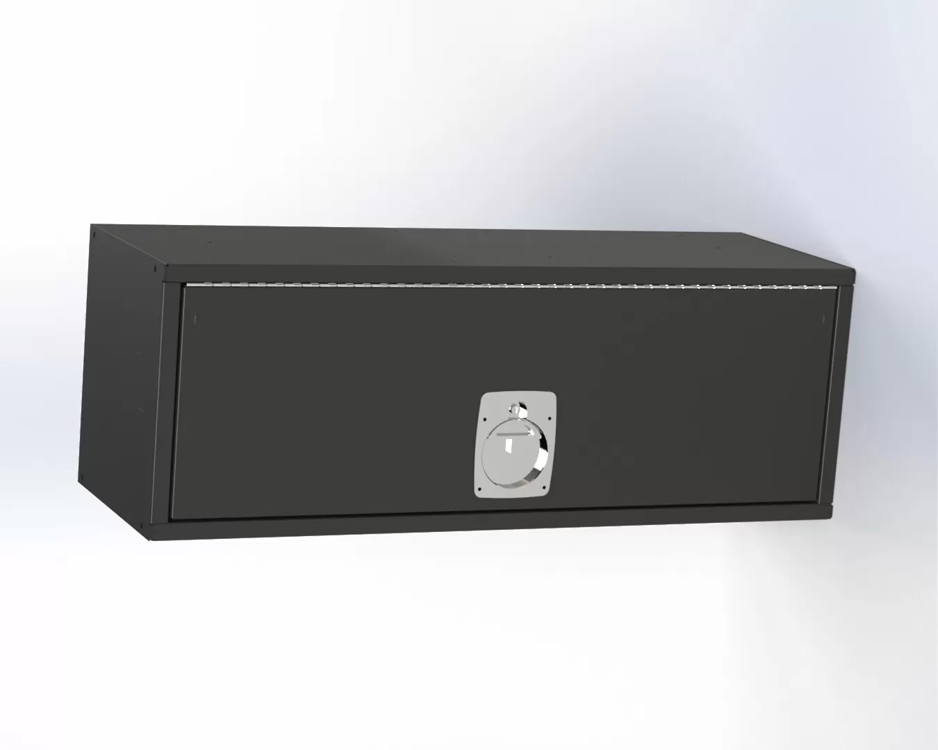 D&R 934-1018A truck bed storage locker with drop-down door and locking D-ring latch, front view