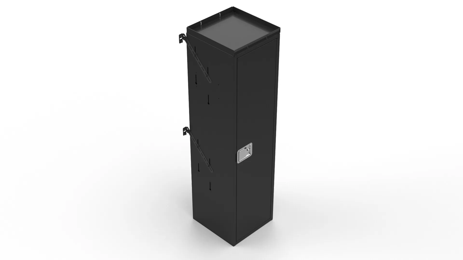 D&R 934-1015A cargo van storage cabinet, tall black locker with recessed paddle latch and mounting brackets