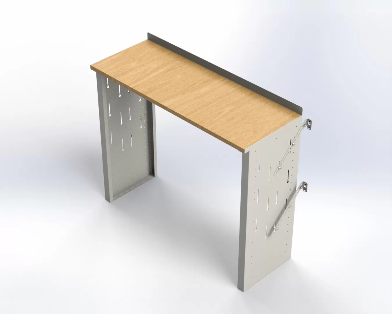 D&R 934-1013A cargo van work table with wood work top and slotted aluminum end panels