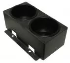D&R CA-0117L dual cupholder with two deep wells and slotted mounting flange, black textured finish