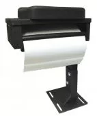 D&R CA-0211 printer armrest on a floor pedestal mount with paper feeding from the spool slot