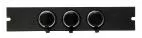 D&R CA-0103S triple outlet 12V power accessory on a black console faceplate with chrome socket bezels