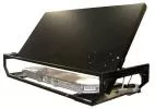 Rear of the raised board showing the plain black back panel, bolt-on mounting plate and the frame lightbar