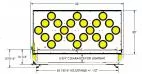 Front dimensioned drawing of the 63 by 30 inch board with 5 3/4 inch clearance for the lightbar underneath