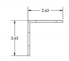 Side-profile drawing of the angle, both legs measuring 2.63 from the rounded bend