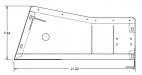 Side-profile drawing of the console showing the front-to-rear slope, 21.20 long by 9.46 high