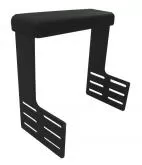 D&R 904-0123A console mount armrest with a black padded top and slotted steel mounting legs