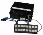 D&R RDS16S light and siren control system, 16-button illuminated touchpad wired to its relay module