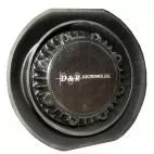 D&R DRCS110 siren speaker face-on, black nylon composite housing around a logo-stamped driver cap