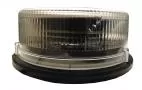 Clear-lens beacon with the internal LED array and reflector visible through the fluted dome