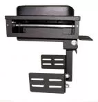 Front view of the armrest opening with the paper spool roller fitted and mounting plates below