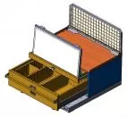 D&R 934-0619A single drawer storage with white board slide out, drawer open and dividers fitted
