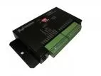 D&R FPC8TL-PIC tail light flasher module at an angle, showing the DIP switches and mounting flange