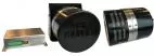 D&R Thunder-2 kit with low frequency amplifier and two speakers, one showing its vented grille